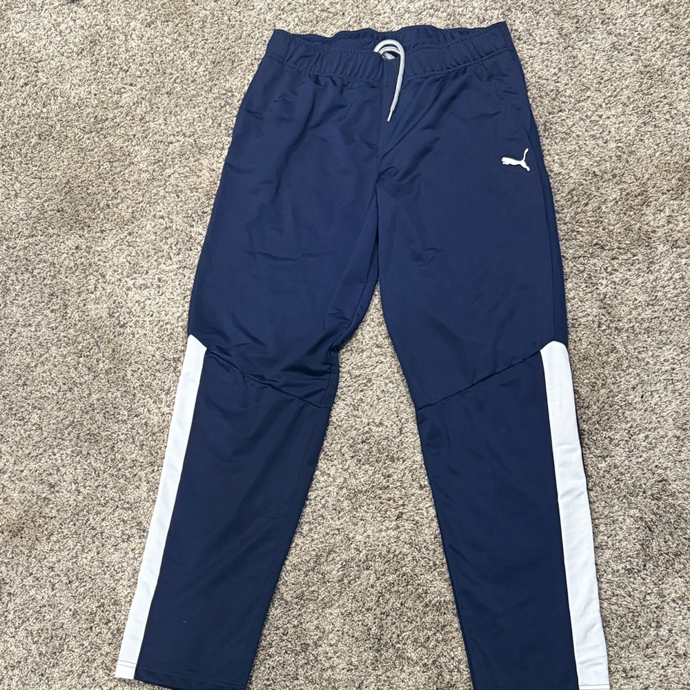 Puma Navy Track Pants with White Accents